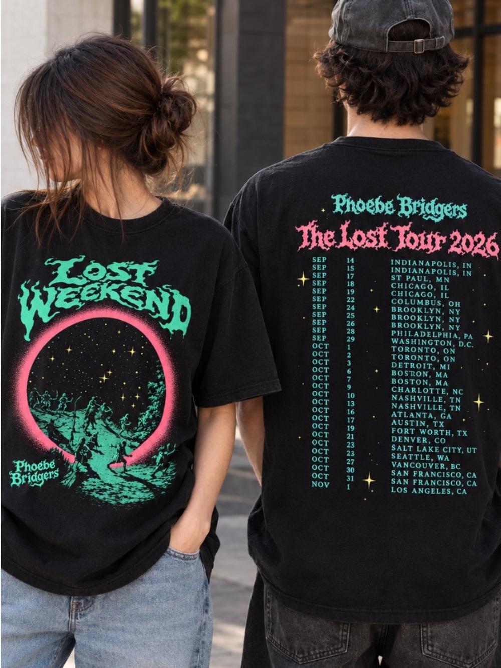 Phoebe Bridgers The Lost Tour 2026 Shirt Lost Weekend 2 Sided Gildan Black